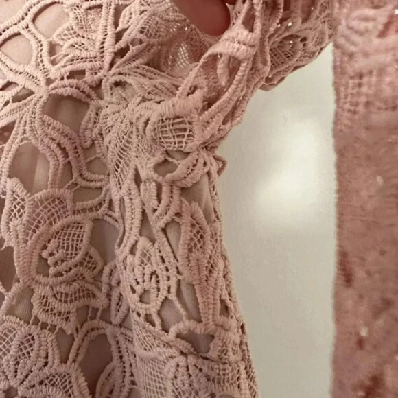 NWT 424 Fifth Lord & Taylor Knee-Length A-Line Lace Shift Dress Blush Nude Sz 8 - Picture 8 of 12